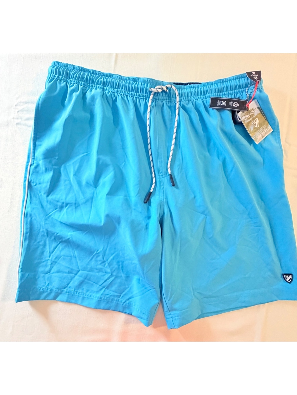 NWT Cremeux Men's XL Blue Swim Shorts with Drawstring Waist, Quick Dry, Inner L-